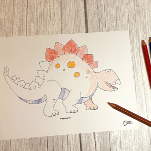 Papierspiele Ausmalbild zum Ausdrucken Stegosaurus